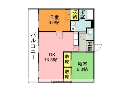 ニュービレッジ北野(2LDK/2階)の間取り写真