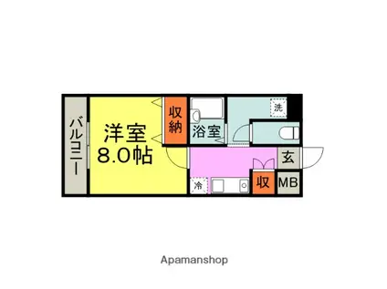 ネバーランドぶどうの樹(1K/3階)の間取り写真