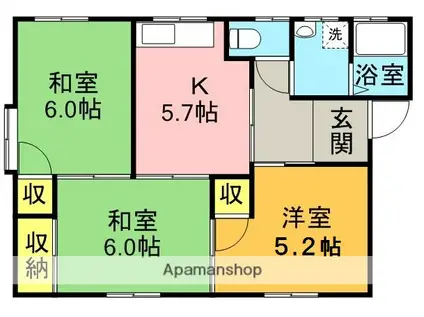 秋山ハイツ(3K/1階)の間取り写真