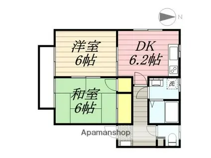 ハミングSUN(2DK/2階)の間取り写真
