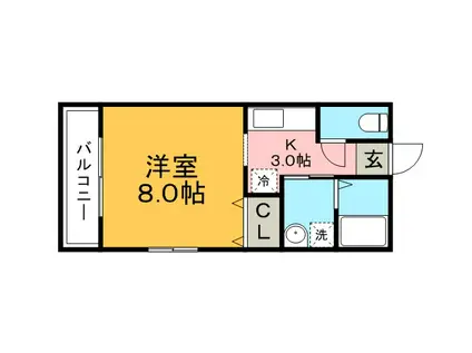 カトレア中原ST(ワンルーム/1階)の間取り写真