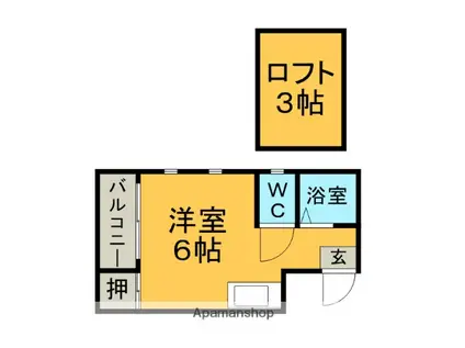 ハイム二日市(ワンルーム/1階)の間取り写真