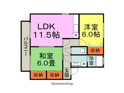 セジュール高松(2LDK/2階)の間取り写真