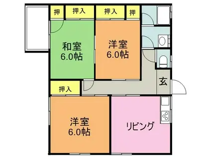 さつき荘(3DK/2階)の間取り写真