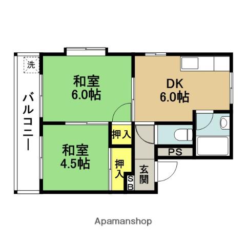 エンゼルハイツ(2DK/3階)の間取り写真
