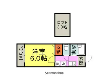 ウィステリア小郡(1K/2階)の間取り写真