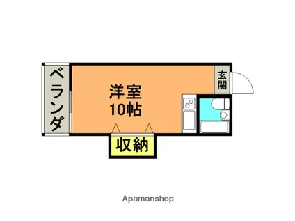 代官町ハイツFUJITAⅠ棟(ワンルーム/2階)の間取り写真