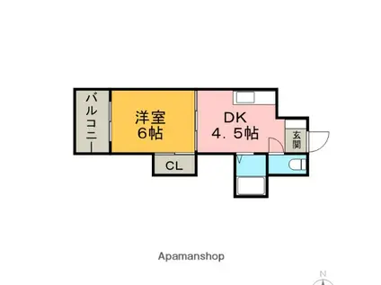 シティハイム筑紫(1DK/4階)の間取り写真