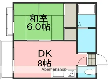 轟木ハイツD(1DK/2階)の間取り写真