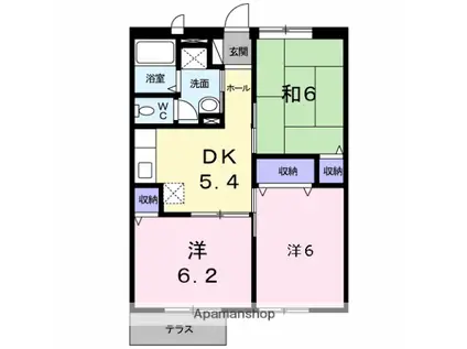 グレイスフル今泉1番館(3K/1階)の間取り写真