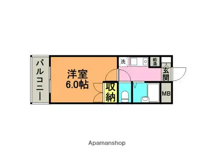 アールズプレイス二日市(1K/1階)の間取り写真