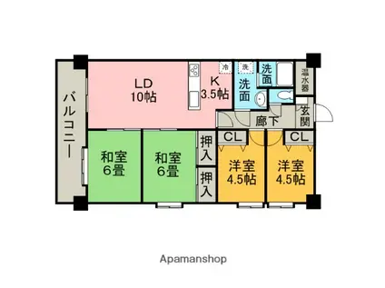 サンロイヤル鳥栖壱番館(4LDK/10階)の間取り写真