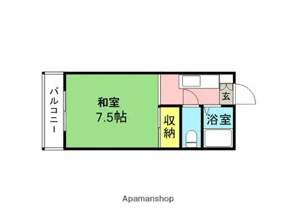 B-INハウス鳥栖(1K/3階)の間取り写真