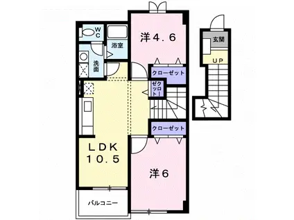 ハイネス三浦Ⅱ(2LDK/2階)の間取り写真