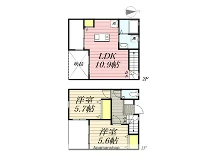 プレミアム原古賀(2LDK/1階)の間取り写真