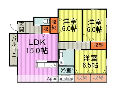 プランドール小田(3LDK/1階)の間取り写真