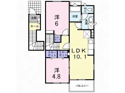 コータ・コートA(2LDK/2階)の間取り写真
