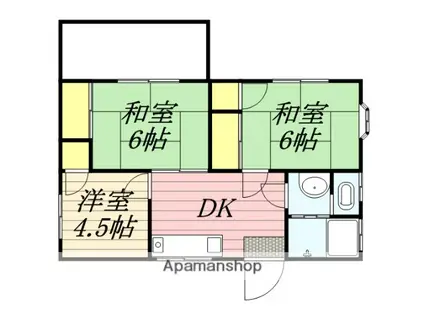 西日本鉄道甘木線 甘木駅(西鉄) 徒歩66分 1階建 築29年(3DK)の間取り写真