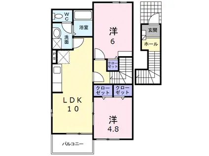アルカンシェルB(2LDK/2階)の間取り写真