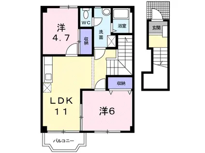 サンライズ21C(2LDK/2階)の間取り写真