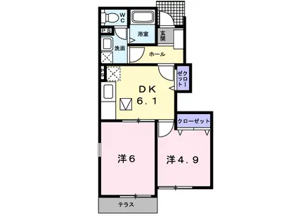 サンタ・フェA(2DK/1階)の間取り写真
