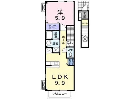 エアリーヴィラ弐番館(1LDK/2階)の間取り写真