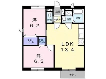 フローラリアA(2LDK/1階)の間取り写真