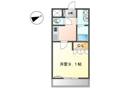 ハイム行村(1K/2階)の間取り写真