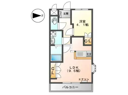 EARTH(1LDK/2階)の間取り写真