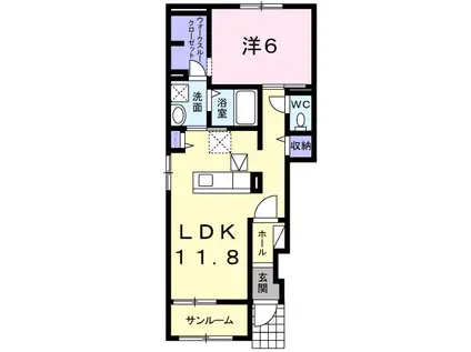 ソル・サリエンテ(1LDK/1階)の間取り写真