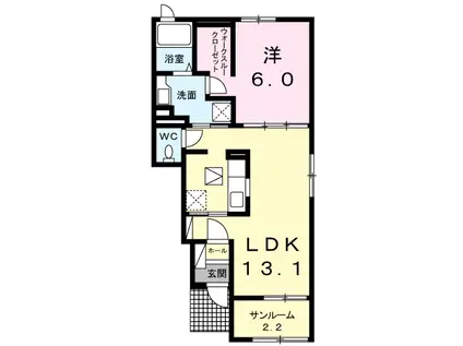 ノーヴァ ウエスト(1LDK/1階)の間取り写真