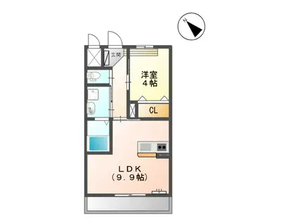 クレジデンス基山(1LDK/2階)の間取り写真