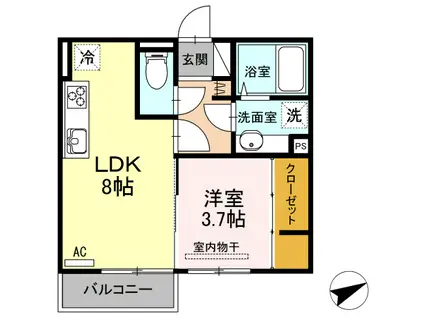D-ROOM古野(1LDK/2階)の間取り写真