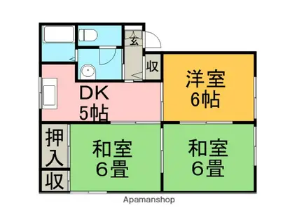 サンハイツ大曲B棟(3DK/1階)の間取り写真