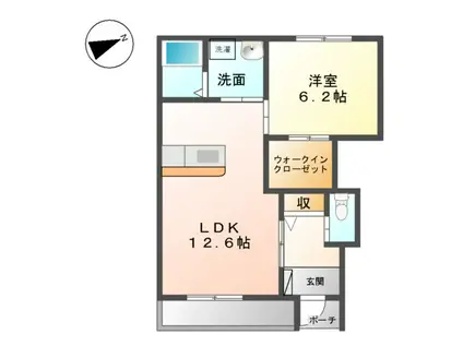 グランフルール(1LDK/1階)の間取り写真