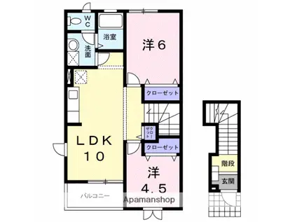 ポム・フルール(2LDK/2階)の間取り写真