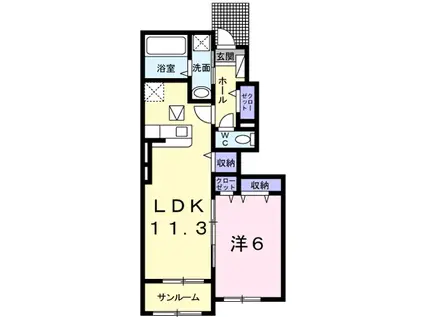 コロレ フルール(1LDK/1階)の間取り写真