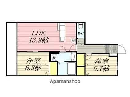 グレイスピア(2LDK/1階)の間取り写真