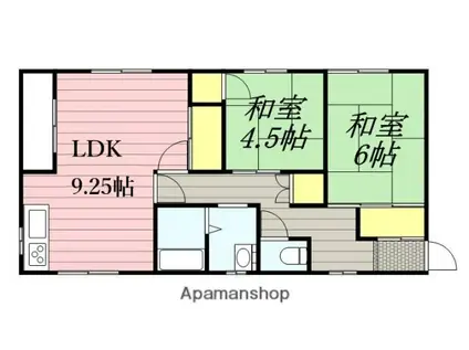西鉄天神大牟田線 西鉄小郡駅 徒歩13分 2階建 築35年(2DK)の間取り写真