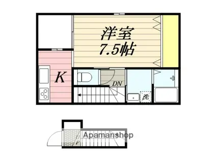 インターヒルズ鳥栖(1K/2階)の間取り写真