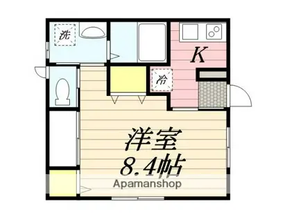 ONE CUBE(1K/2階)の間取り写真