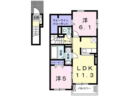 ラ・カーサ フェリーチェ Ⅰ(2LDK/2階)の間取り写真
