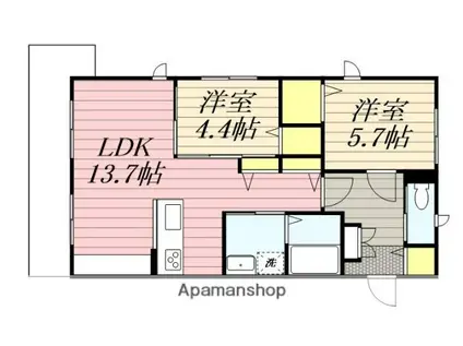 ソレアード田代(2LDK/2階)の間取り写真