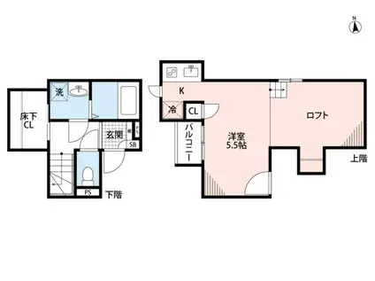 CB鳥栖フェリシア(1K/2階)の間取り写真