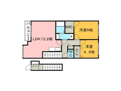 リベルテII(2LDK/2階)の間取り写真