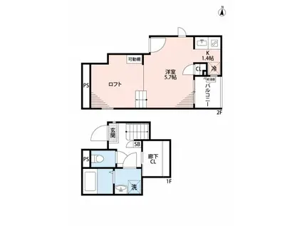 CB鳥栖フィオーレ(1K/2階)の間取り写真