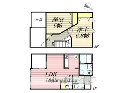 プレミアムアイランド上峰Ⅲ(2LDK/2階)の間取り写真