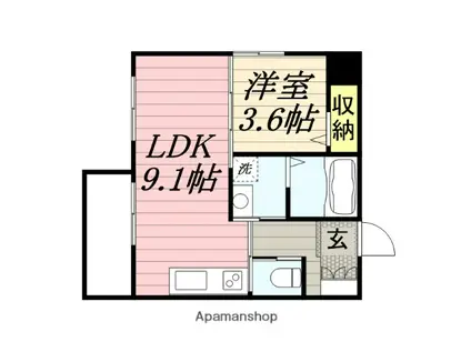 LIFEFIELD JR二日市駅前(1LDK/6階)の間取り写真