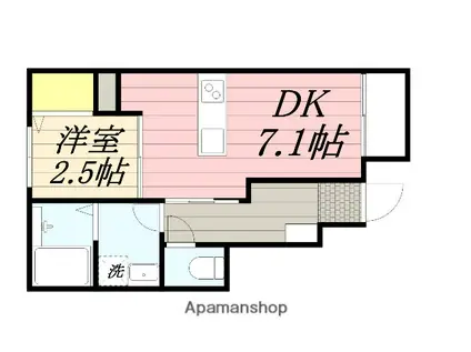 PREVOYANCE甘木駅前Ⅱ(1DK/1階)の間取り写真