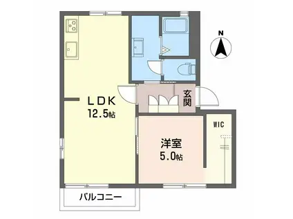フレグランス若葉(1LDK/2階)の間取り写真